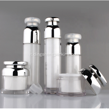 LOW MOQ flacone pompa per lozione airless siero di plastica bianca per cosmetici 30 ml 40 ml 50 ml